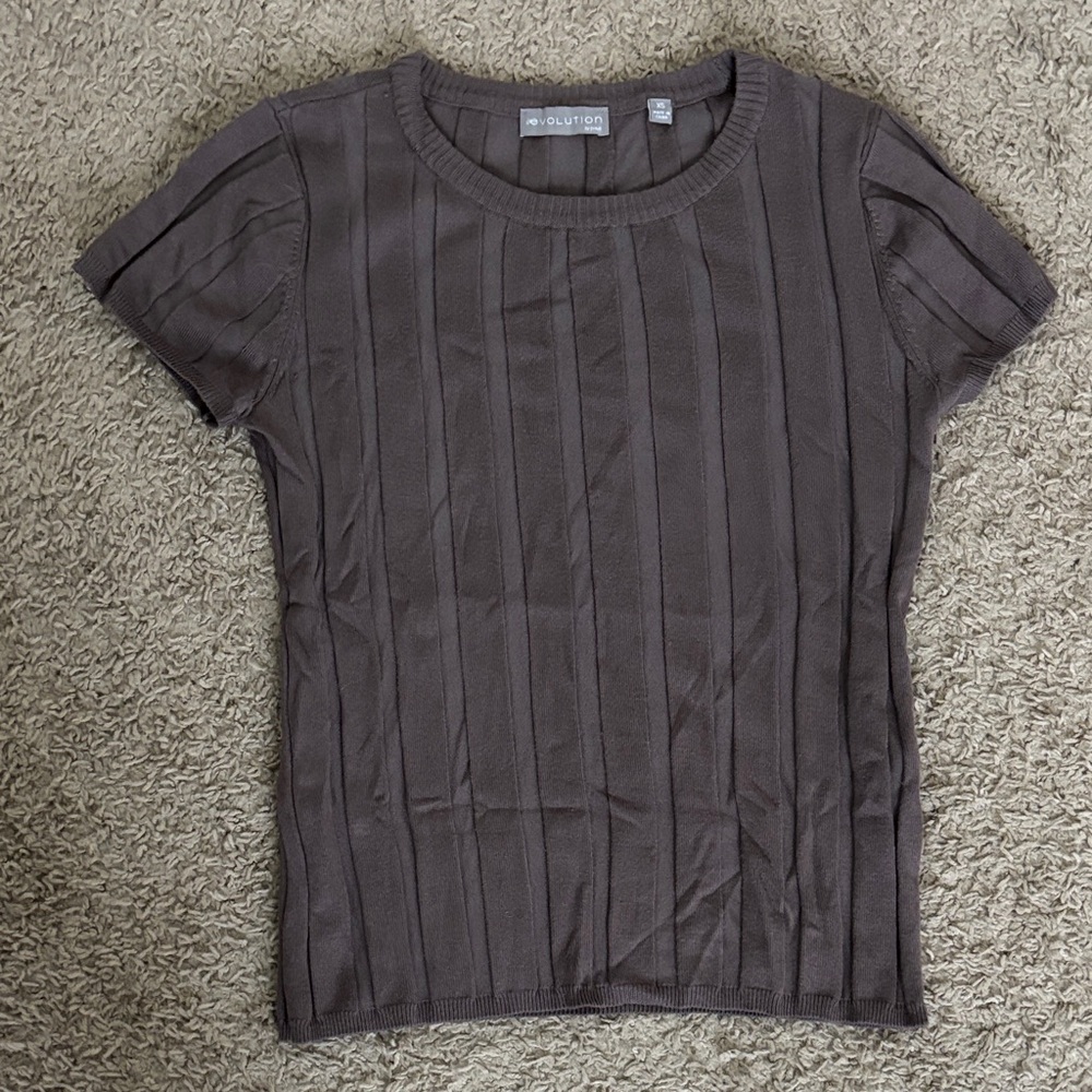 Evolution by Cyrus Chocolate Ribbed Tee